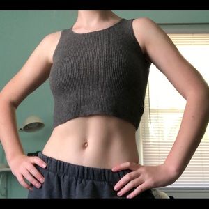 Gray knit tank top! Cropped. Barely worn!